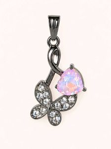 Charming Butterfly Necklace with Pink Heart