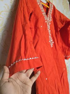 Embellished Orange Kurta set