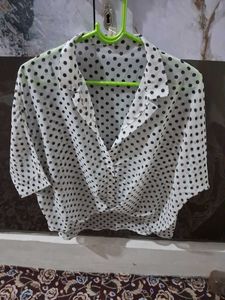 Chic Polka Dot Wrap Top