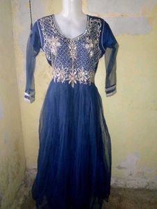 Elegant Blue Embellished Ethnic Gown