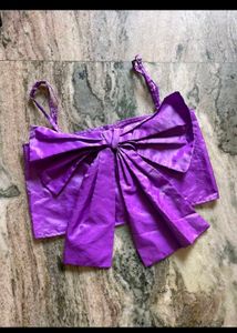Purple Bow Detail Crop Top