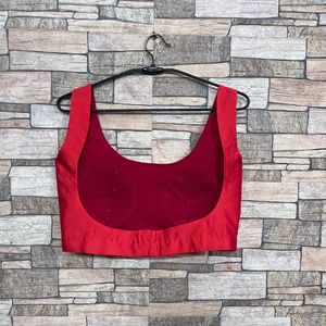 Vibrant Red Sleeveless Blouse
