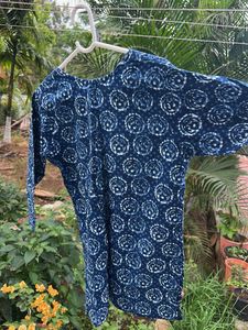 Blue Block Print Cotton Kurta
