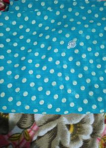 Aqua Blue Bandhani Saree Fabric