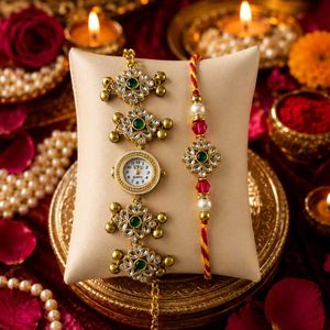 Kashmiri Watch + Rakhi Combo