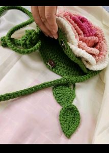 Crochet Rose Crossbody Bag
