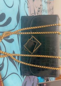 Chic Black Crocodile Clutch Bag
