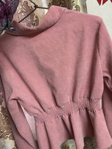 Peach Corduroy Peplum Top