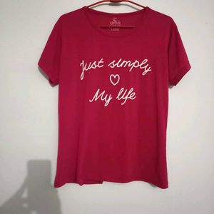 Vibrant Pink and sky-blue T-Shirt