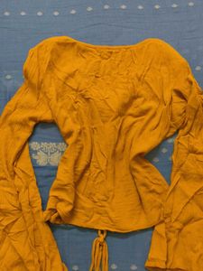 Westside Nuon Yellow Bell Sleeve Top