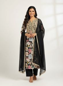 UNSTITCHED BLACK PAKISTANI SUIT