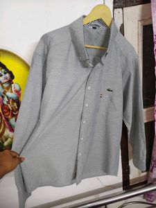 primium Lacoste Button-Down casual grey Shirt