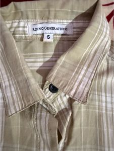 Classic Beige Plaid Long Sleeve Shirt