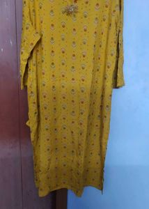 Yellow Kurta with Ethnic Print