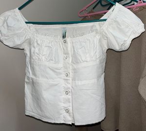 White solid square neck top(newme)