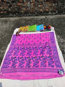Pink Floral Sare (JAMDANI SAREE)