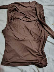 Savana Elegant Brown Halter Neck Top