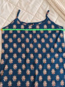 Navy Blue Motif Design Printed Kurta &amp; Free Gift
