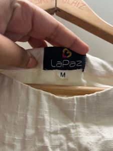 Embroidered Cream Linen Dress