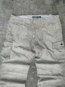 Men's Beige Corduroy Cargo Pants