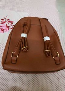 Brown Faux Leather Backpack