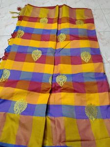 Vibrant Checkered Saree