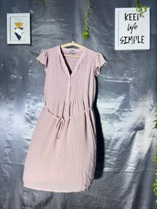 H&M Light Pink V-Neck Midi Dress