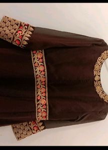 Elegant Embroidered ethnic gown with pant dupatta