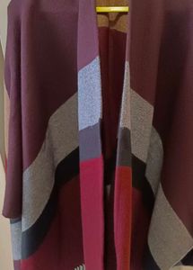 Striped Poncho Cape Sweater