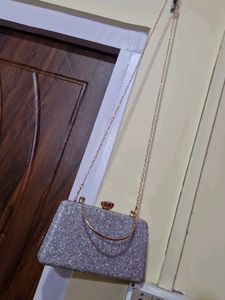 Sparkling Silver Clutch with Handle