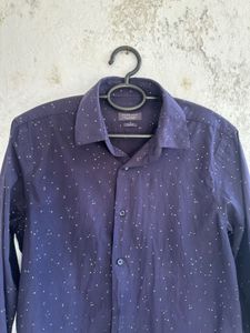 Men's Navy Blue Dotted Shirt