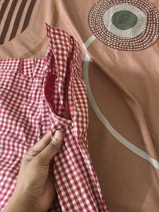 Red Gingham Cropped Pants