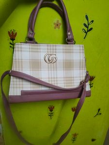 Chic Plaid Handbag with Double G Logo