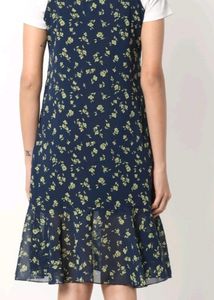 Floral Print Strappy A Line Dress With T-shirt