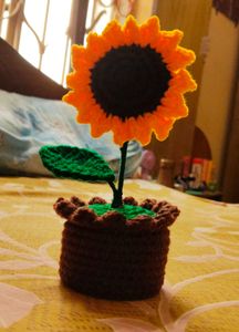 Handmade Crocheted Sunflower Pot 🌻