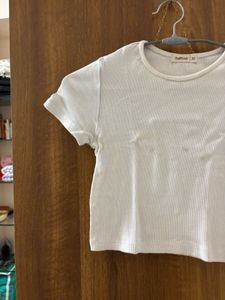 Cute Ribbed Cropped T-Shirt