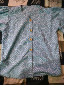 Blue &amp; Purple Patterned Button-Up Blouse