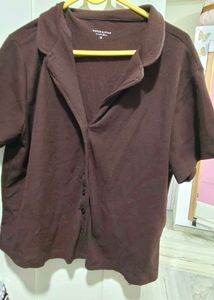 Comfy Brown Button-Up Top