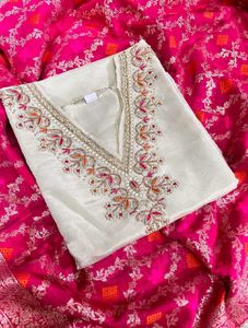 Embroidered Kurta With Dupatta Set