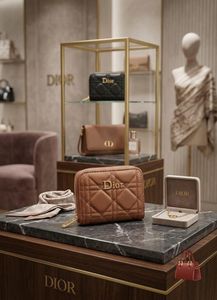 Dior Quilted Zip Wallet - Brown