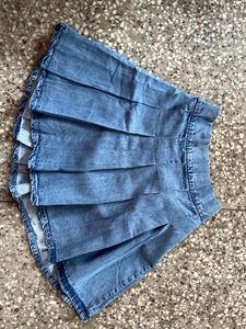 Denim Pleated Mini Skirt