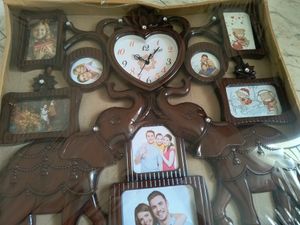 Family Photo Frame With Clock Wall Hanging