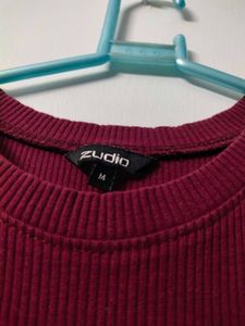 Burgundy Ribbed Crop Top