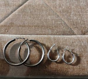 Silver Hoop Earrings Set – Large & Small