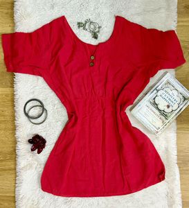 Vibrant Red Desi Short Kurti