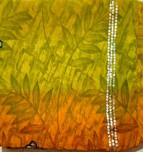 Vibrant Orange Sequined Saree
