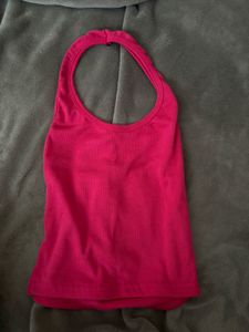 Hot Pink Ribbed Halter Top