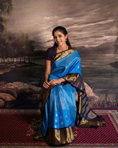 Stunning Blue &amp; Gold Silk Saree
