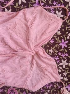 Cute Pink Textured Crop Top