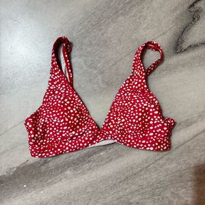 Red & White Polka Dot Bikini Top